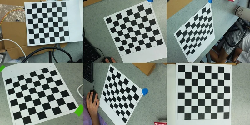 Six of the 70 chessboard photos in our calibration set