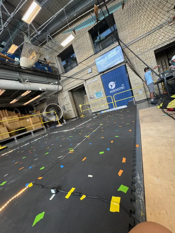 Jul 29: the practice course, LED rope taped to the cage floor