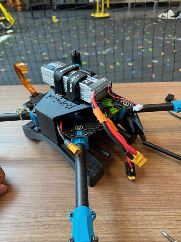 Jul 26: the printed housing on the nose and the battery strapped on top