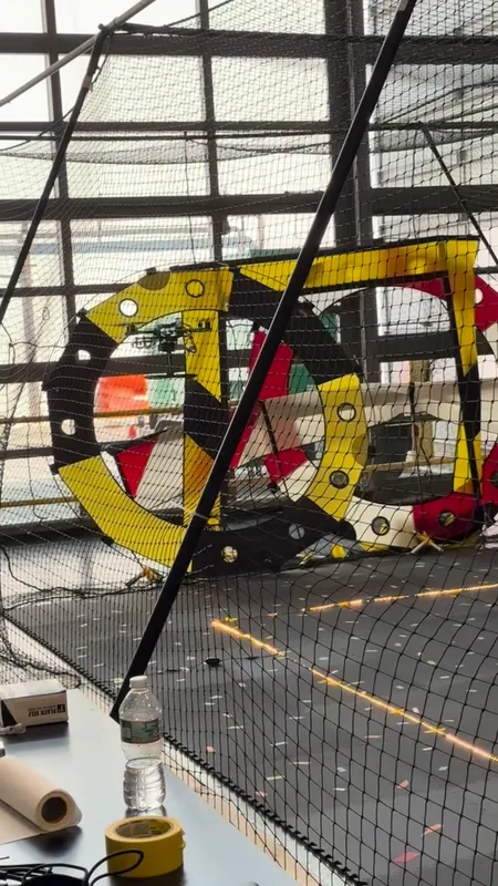 The ring hoops at the far end of the practice cage