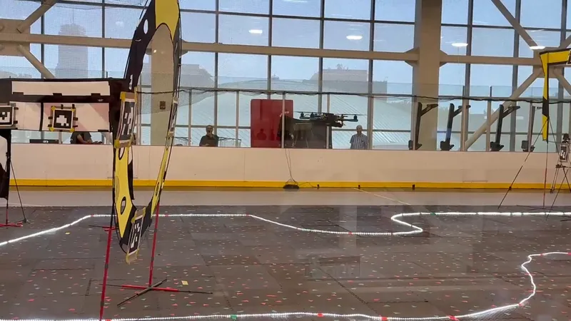 The race course: an LED loop with S-bends and the hoop frames