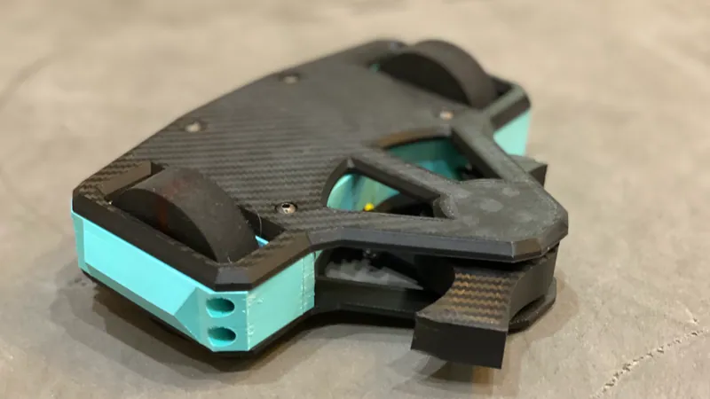 Finished, Jul 11: printed plates, the teal TPU frame and the blade under the nose