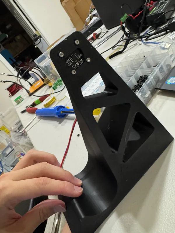 The sensor board screwed to the tower's top plate