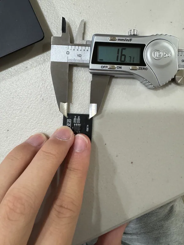Measuring the sensor board: about 16 mm across
