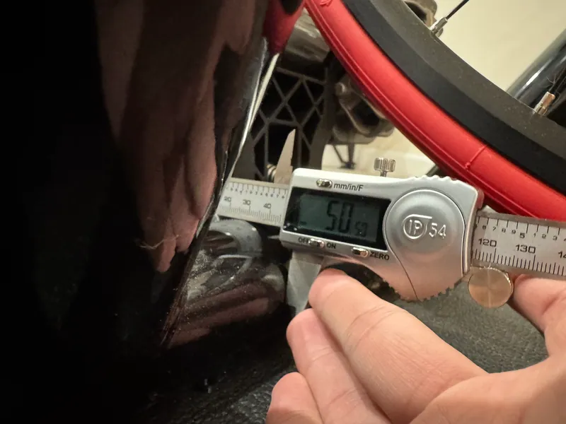 Calipers at the roller, where it meets the tire