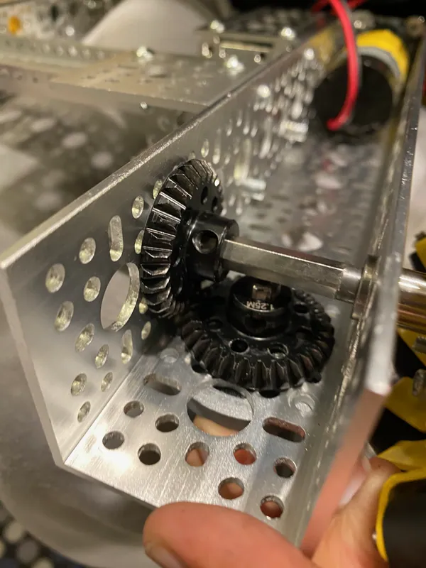 Jul 29: the bevel gears inside a drive channel of the Strafer chassis