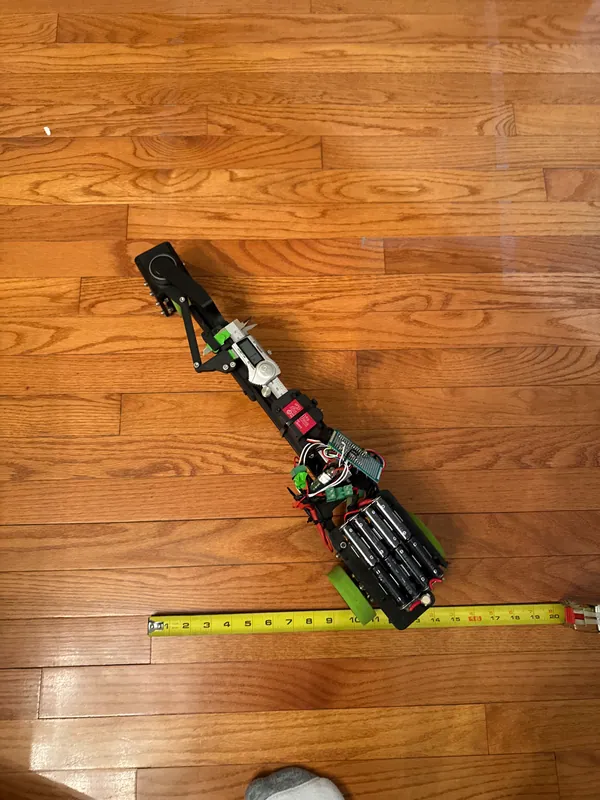 Lined up at an angle against the tape for a test