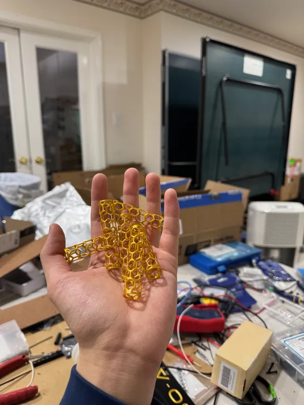 A handful of the printed honeycomb spacers