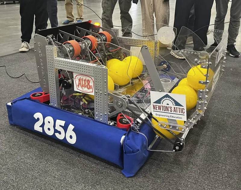 The robot at the 2026 Smoky Mountains Regional, with fuel in the hopper