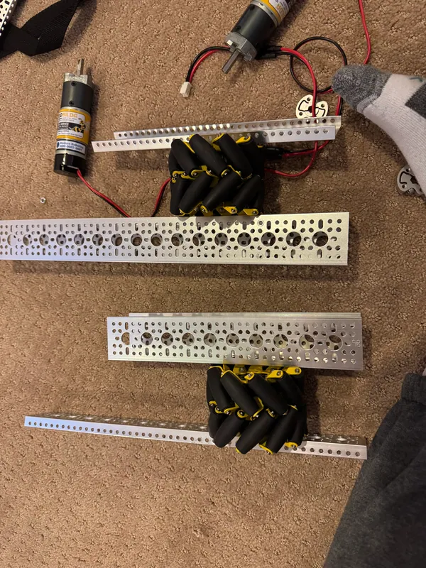 February 28, 2026: goBILDA channel, two mecanum wheels and two motors for the test chassis