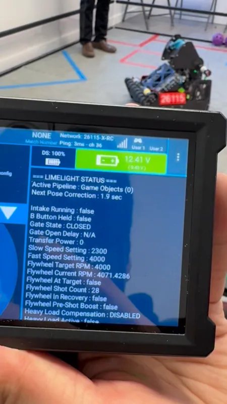 The Driver Hub readout: presets of 2,300 and 4,000 rpm, the wheel at 4,071 rpm against a 4,000 rpm target, 28 shots counted