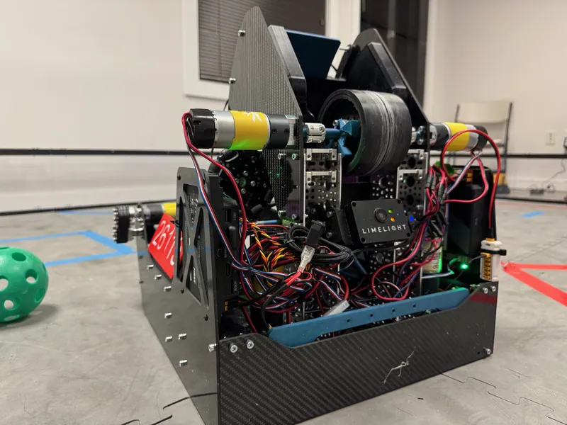 V1 from the back: the flywheel with a motor on each end, and the Limelight below it
