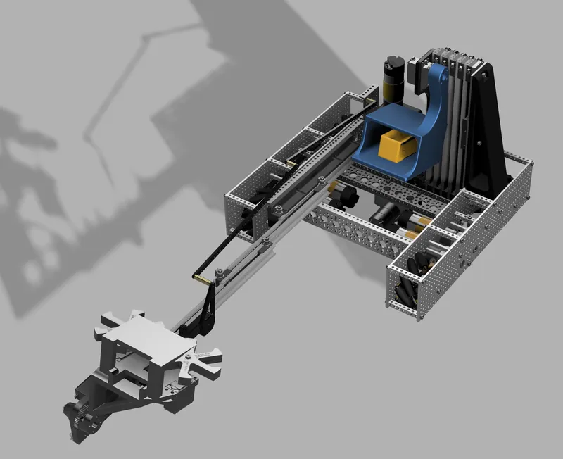 The first full robot in CAD, with the extension all the way out