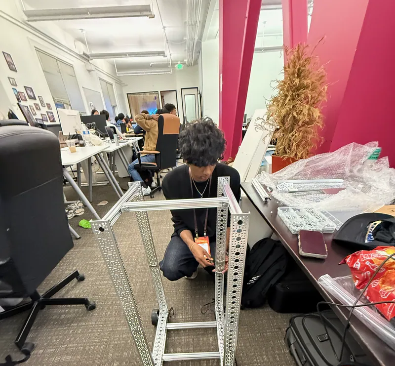 8:35 pm: assembling the frame