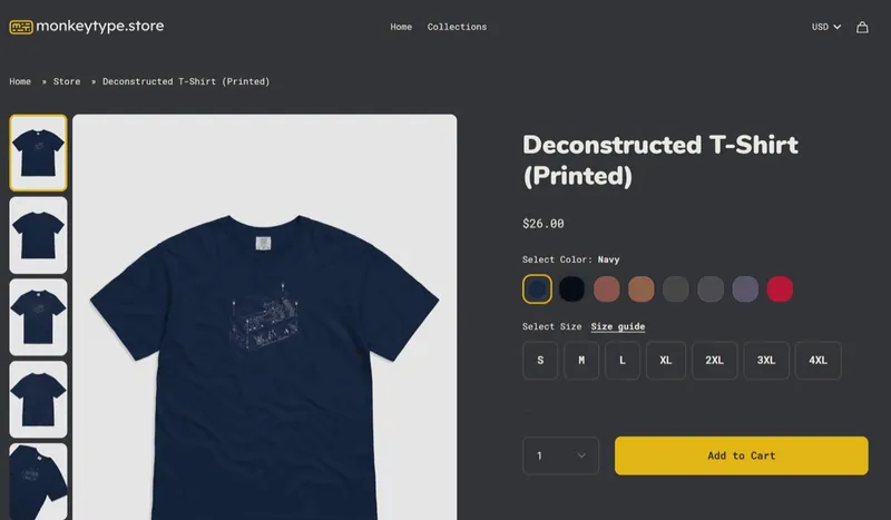 On sale on monkeytype.store as the Deconstructed T-Shirt (Printed)