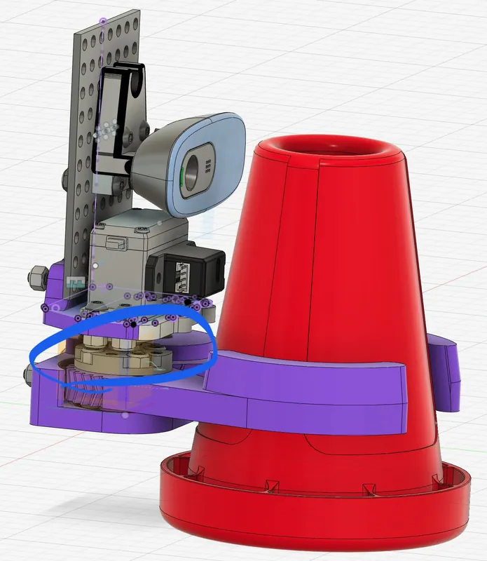 Aug 17, 2023: the claw around a cone in CAD, its gear stage circled in blue
