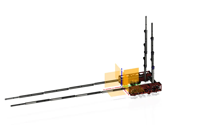May 22, 2023: an early render with long slide stacks drawn out, two up and two forward