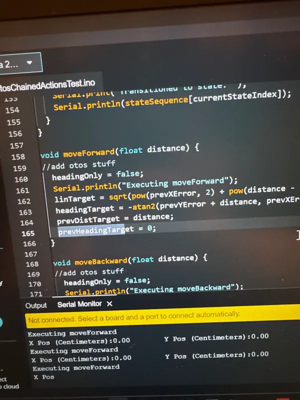 The move code on my laptop: the distance target measured from the leftover error of the last move