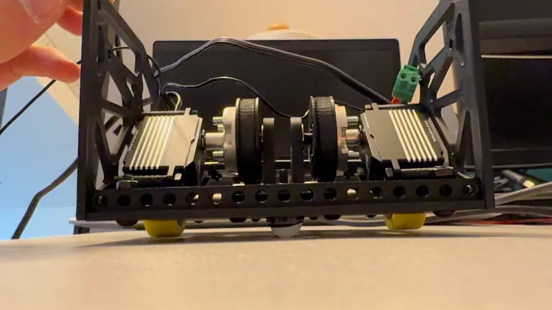 Version 1 from the front, Dec 29: both servos and their belts