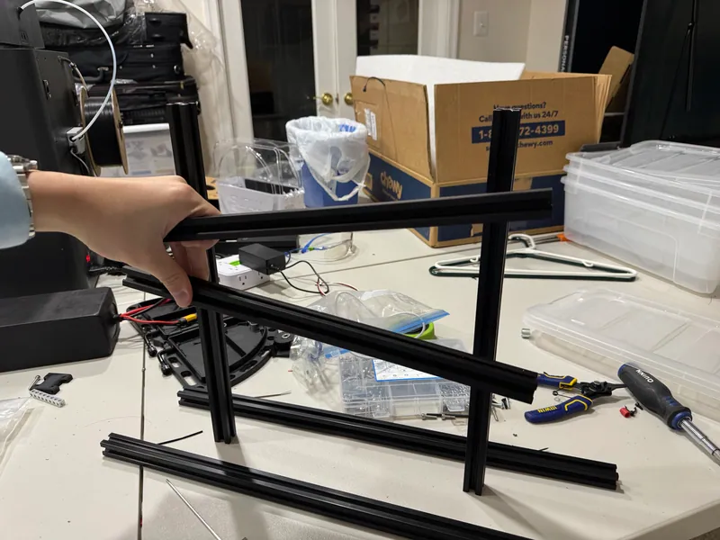 Both posts and a beam in the base